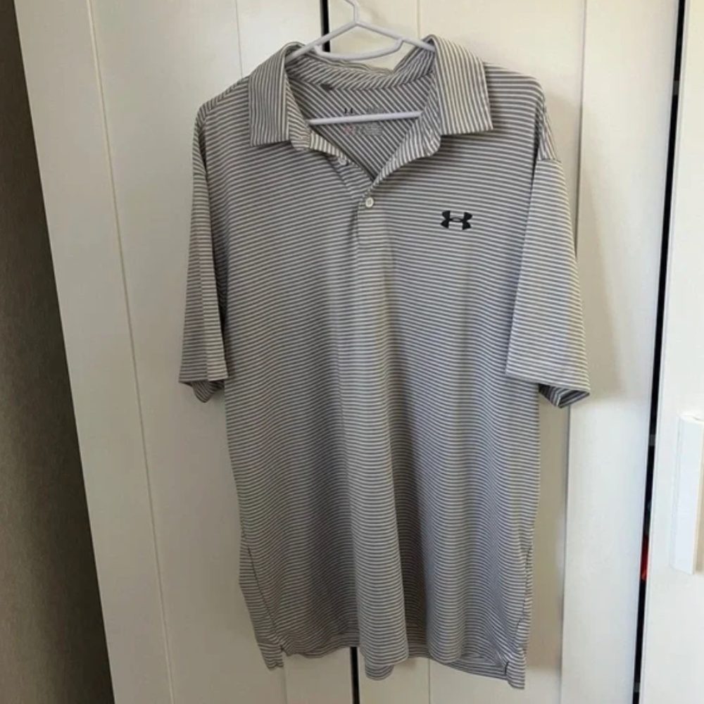 Under Armour HeatGear Striped Performance Polo Sz Mens XL